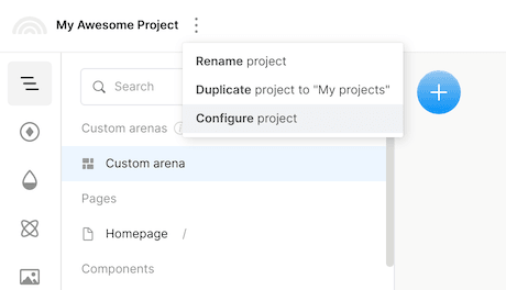 Configure project button by project title