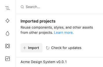 Imported project and version