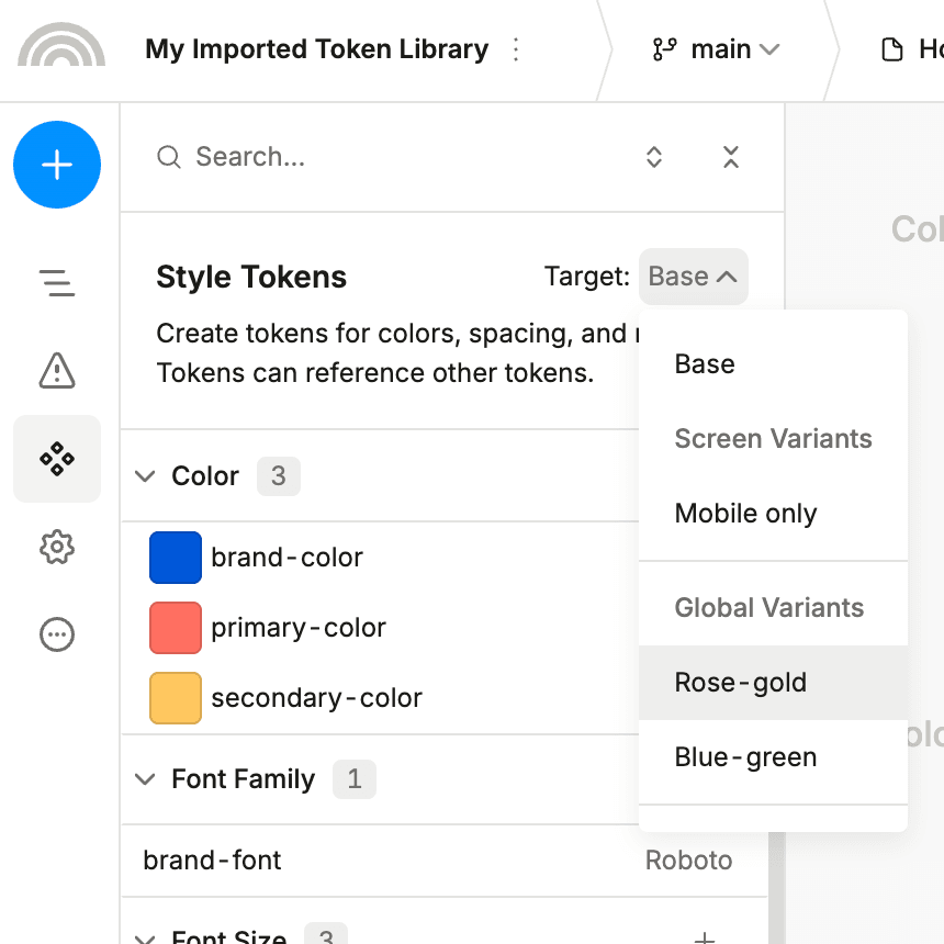 Applying tokens to global variants