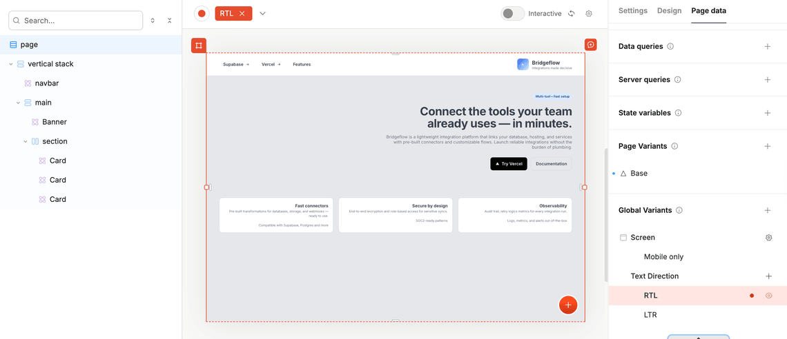 Global variants text direction