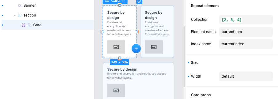 Card repeated in the Studio