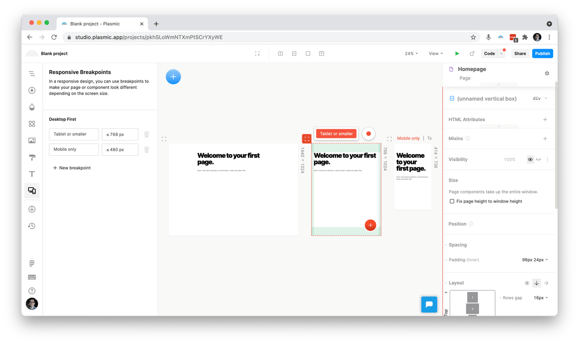 Recording changes to a Tablet screen variant