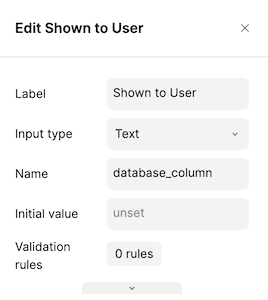 Screenshot showing field configuration dialog