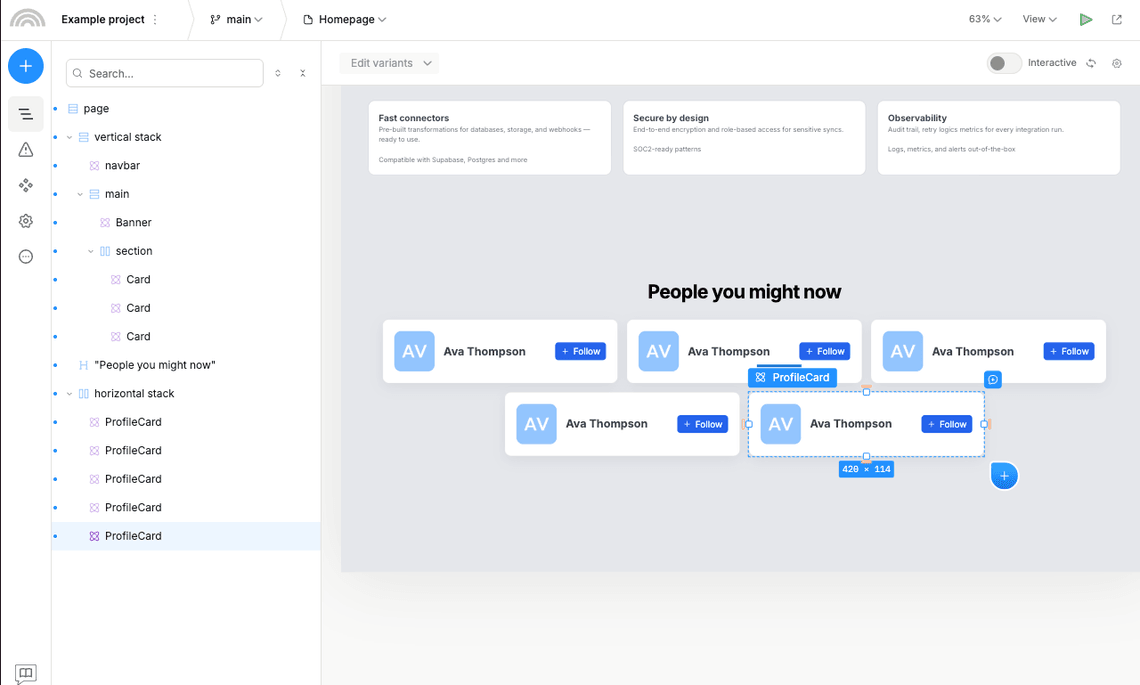 Profile card instances