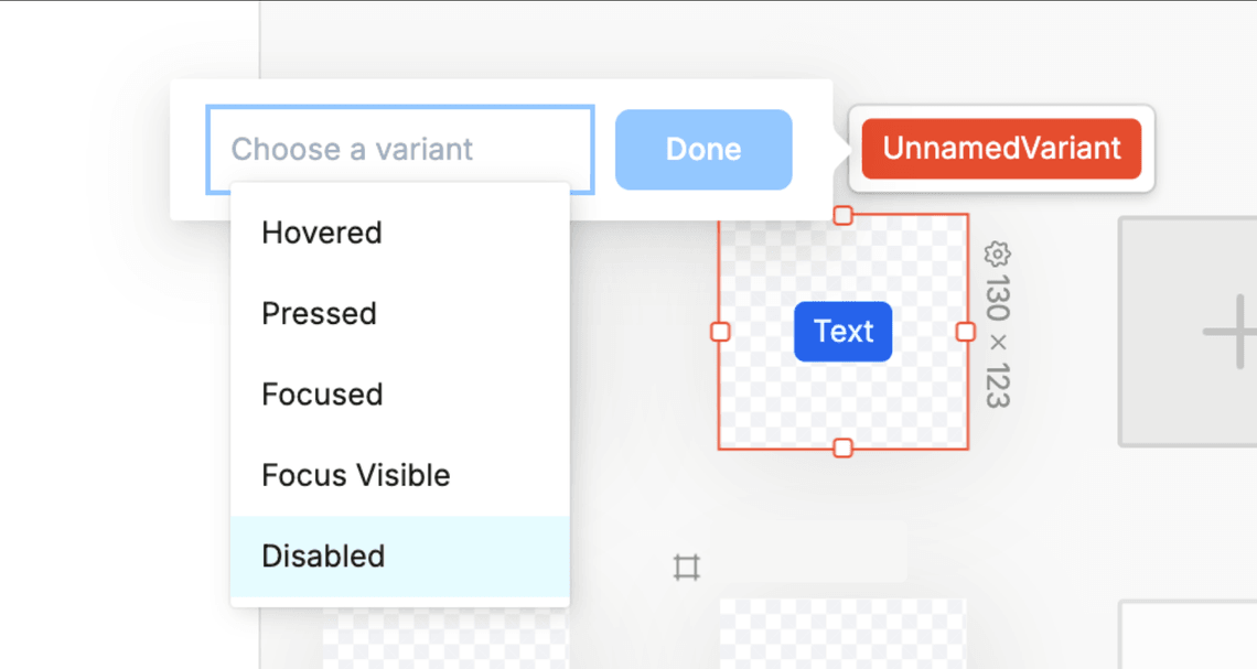 Create a disabled interaction variant