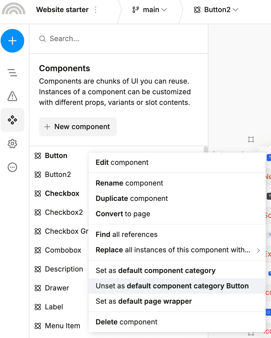 Unset default category