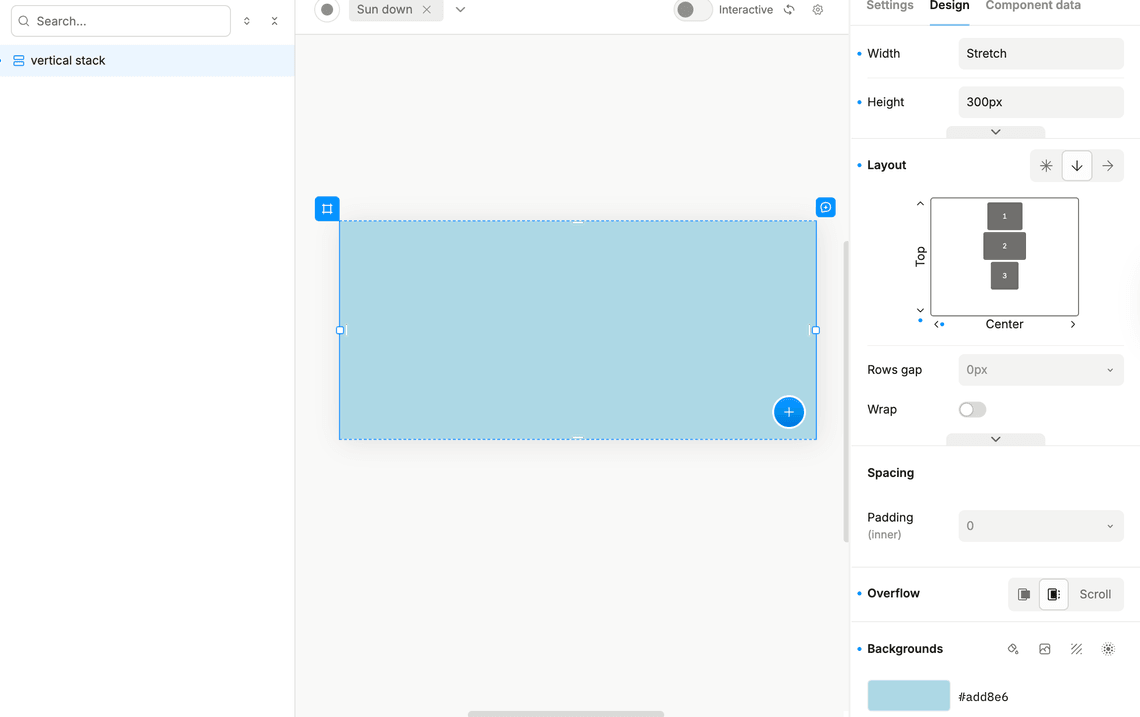 Sun component root element properties