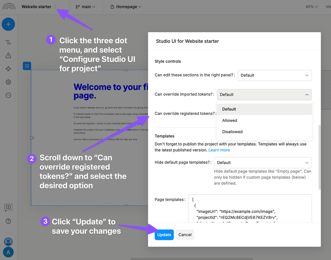 Disable token overrides