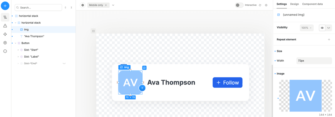 Profile card content