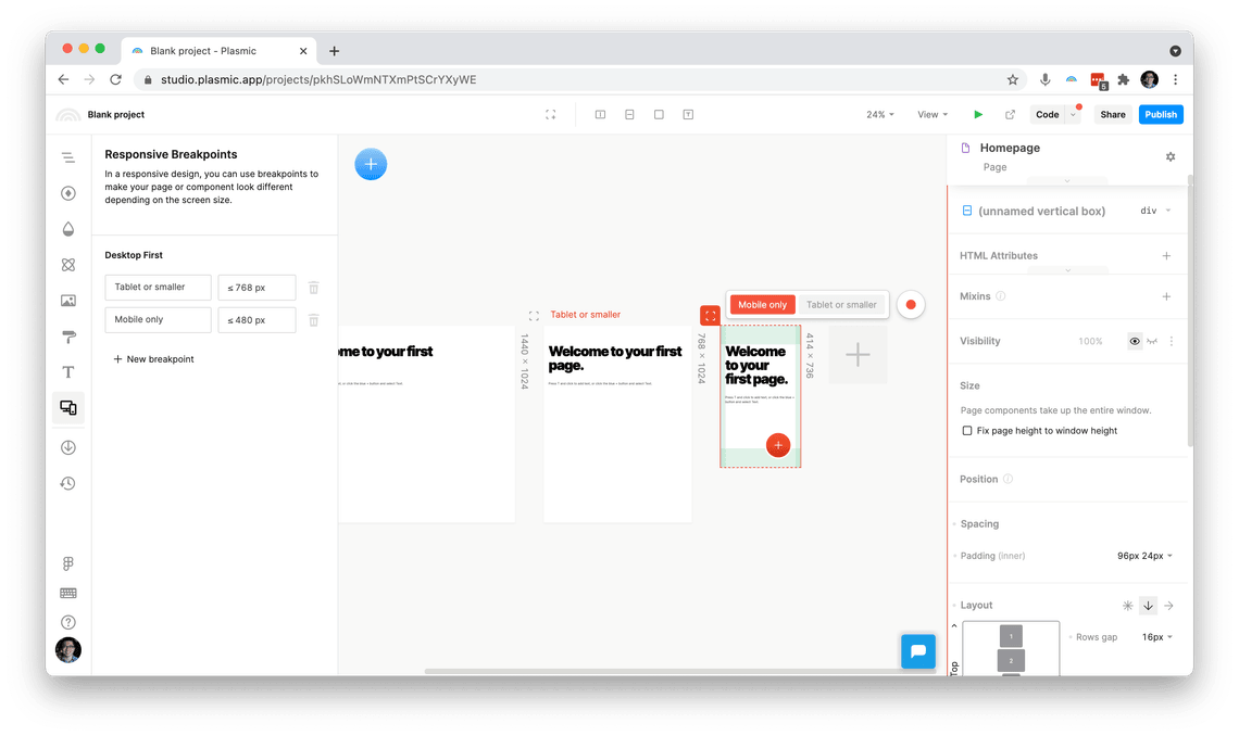 Recording changes to a Mobile screen variant