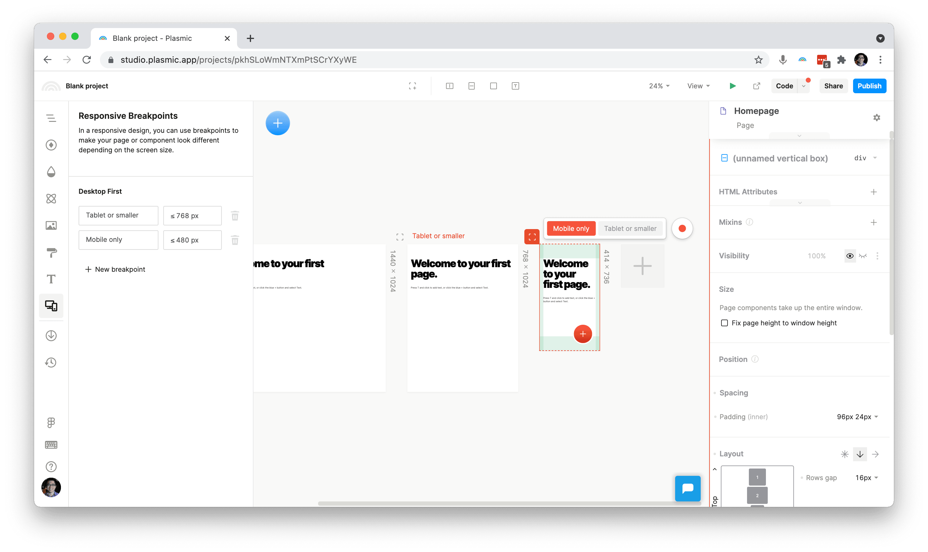 Screen Variant Responsive design with screen variants | Learn Plasmic