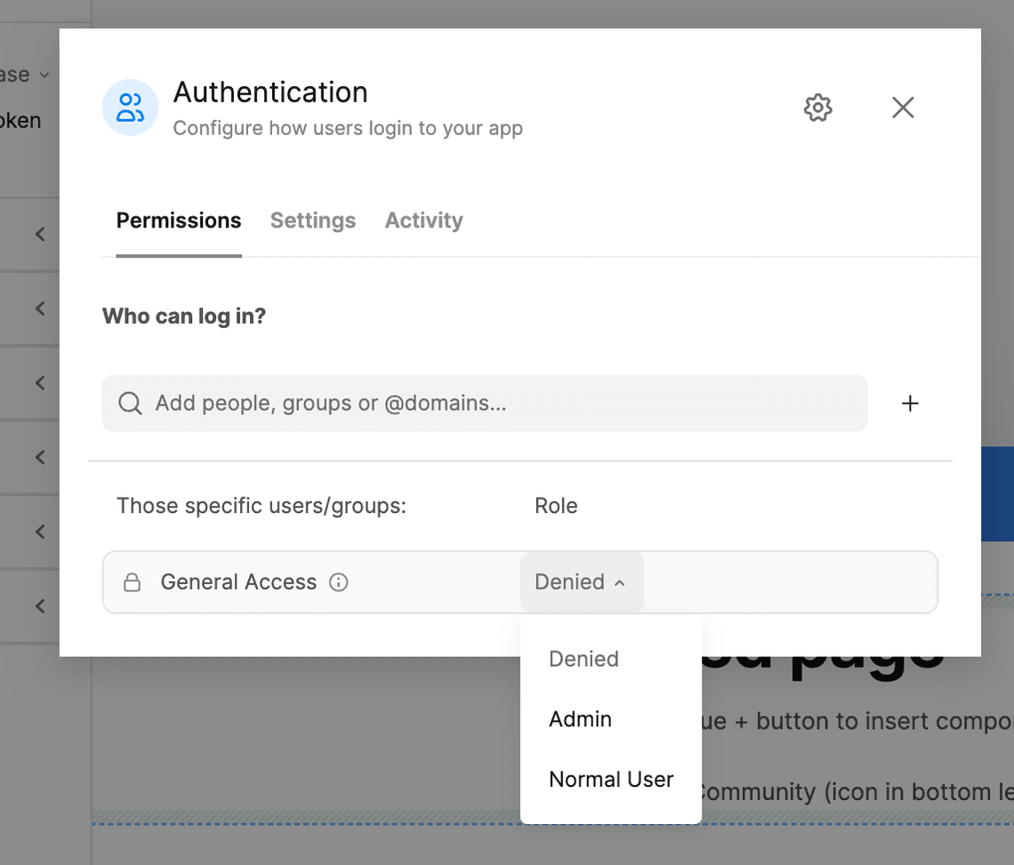 Configure general access