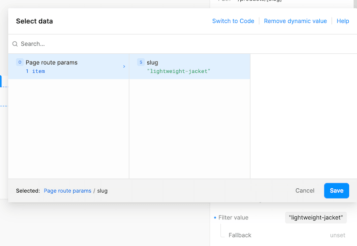 Dynamic page params in dynamic value