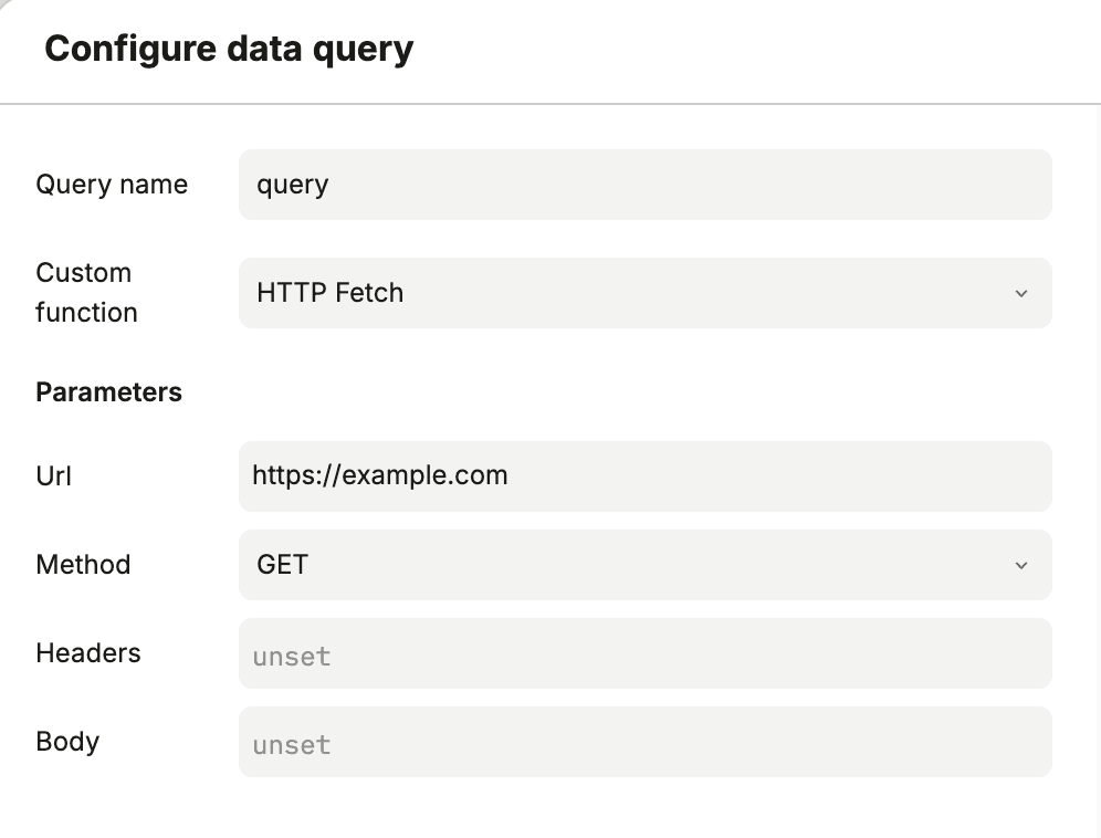 Configure data query for HTTP Fetch